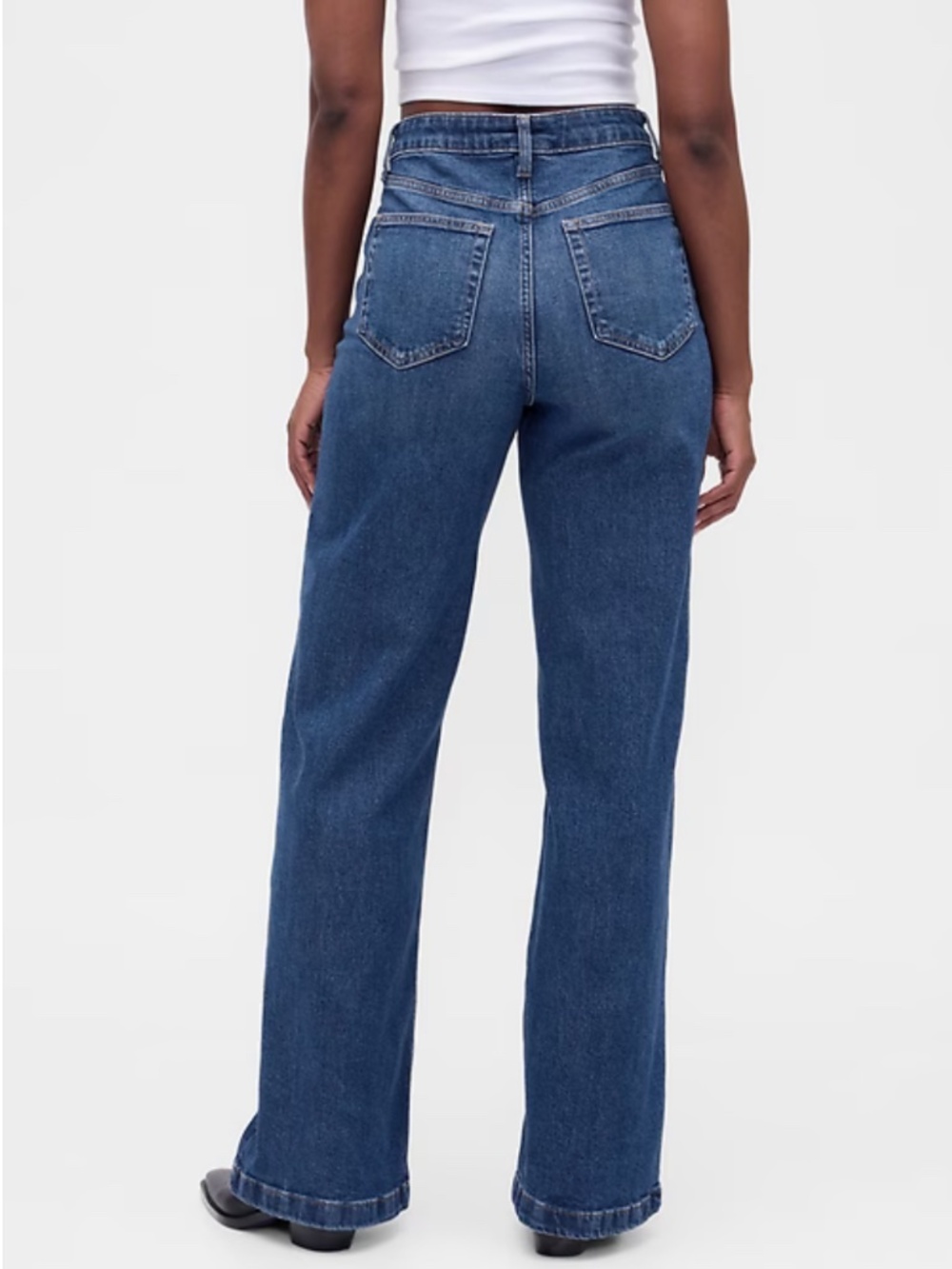 NWT Curvy High Rise Stride Wide-Leg Jeans Dark Indigo - Picture 4 of 9
